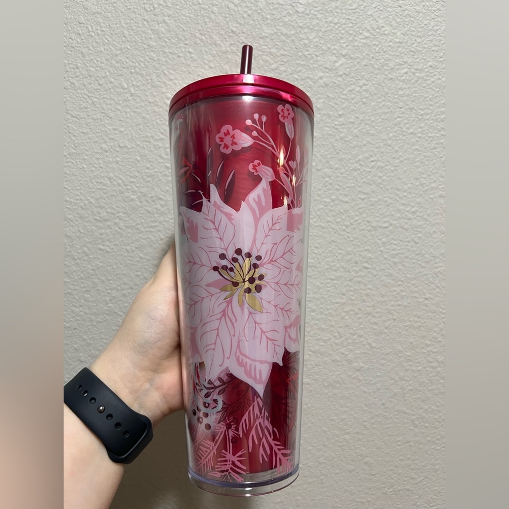 Starbucks 24oz Floral Red and Pink Tumbler NWT